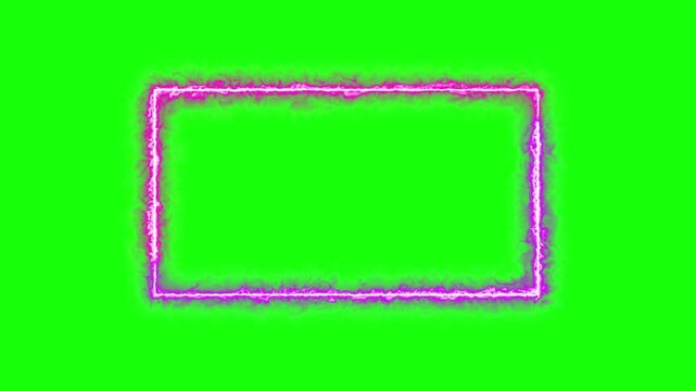 rectangular pink color electric effect with green screen background