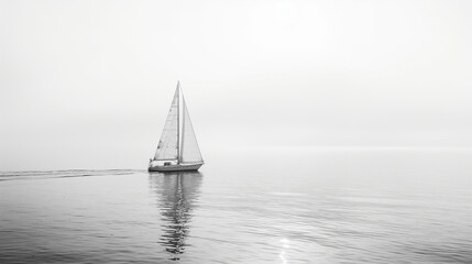 Fototapeta premium One sea photo, white monochrome photo, all in a white color scheme, misty white color palette