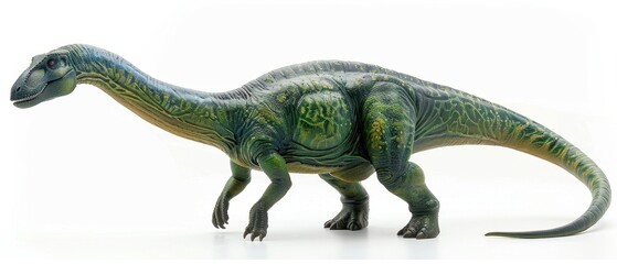 Fototapeta premium Realistic dinosaur figurine on a white background, perfect for educational purposes or as a collectible for enthusiasts.