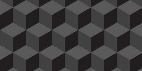 Fototapeta premium Minimal abstract dark black background from cubes victor art. Geometric tiles and mosaic creative stylish seamless pattern block cube background. minimal hexagon Cubes mosaic shape vector design
