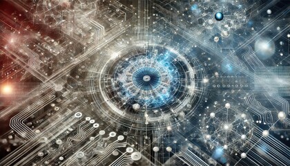 Abstract Digital Network, Futuristic Technology Concept - AI, Data, and Connectivity Visualization.
