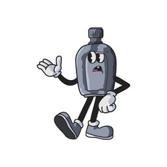 Vintage Flask Cartoon Character 90's Premium Vector