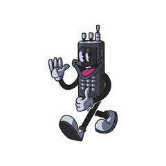 Vintage Handy Talky Cartoon Character 90's Premium Vector