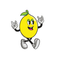 Vintage Lemon Cartoon Character 90's Premium Vector