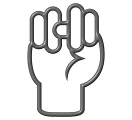 3D Icon Asl Alphabet N