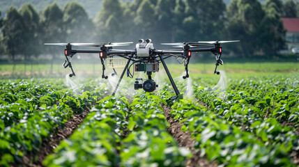 AI-based smart agriculture drones monitoring and optimizing crop growth, UHD, Masterpiece 
