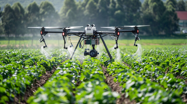 AI-based smart agriculture drones monitoring and optimizing crop growth, UHD, Masterpiece 