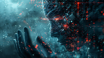 Abstract representation of artificial intelligence in a technological environment, UHD, Masterpiece 