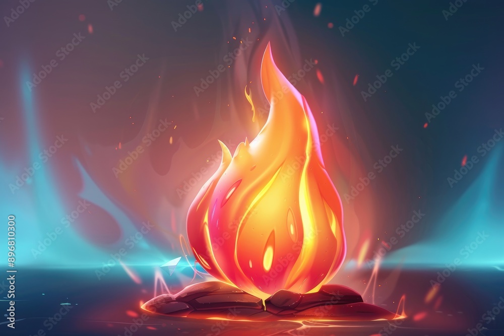 Canvas Prints A single flame burning brightly on a dark surface