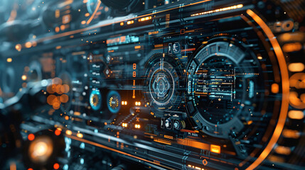 Futuristic technology interface with digital data visuals, UHD, Masterpiece 