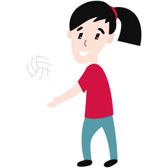 Flat Cartoon Children Sport Character. Vector Illustration Isolated on White Background.