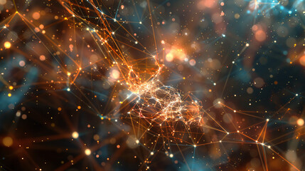 Obraz premium Neural network visualization with interconnected nodes and data streams, UHD, Masterpiece 