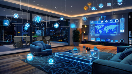 Smart home technology setup with interconnected devices, UHD, Masterpiece 