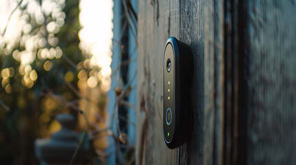Close-up of a smart doorbell camera capturing high-definition video, UHD, Masterpiece 