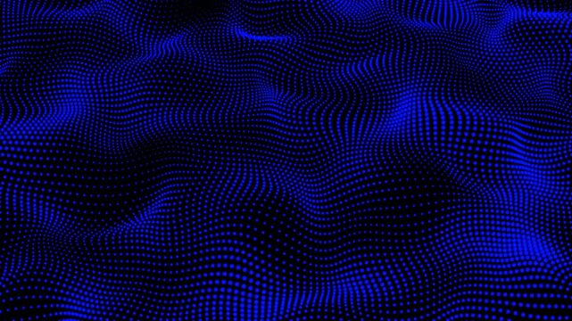Blue color digital dot background animation. Dot pattern with halftone effect. Abstract and technology dots wave background. Digital technology connection and innovation concept