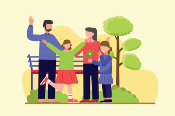 Parent-child relationship, communication concept. Colored flat vector illustration isolated.