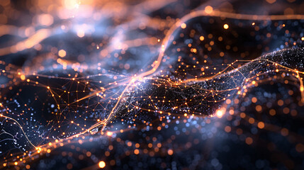 Detailed close-up of neural network pathways with glowing connections and intricate patterns, Full Focus, UHD, High Detailed, Masterpiece 