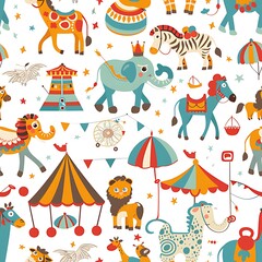 pattern of animal zoo and circus