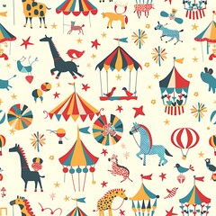 pattern of animal zoo and circus