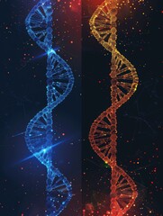 Obraz premium Blue and Red DNA Helix in the Space