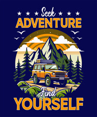 Off-road Car T-Shirt Design Vector Art & Illustration