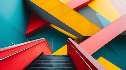 43. Clean and modern geometric design with precise lines and vibrant accents