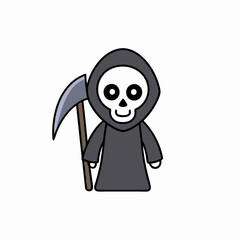 Obraz premium Halloween Grim Reaper Holding with scythe vector icon in white background