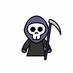 Halloween Grim Reaper Holding with scythe vector icon in white background