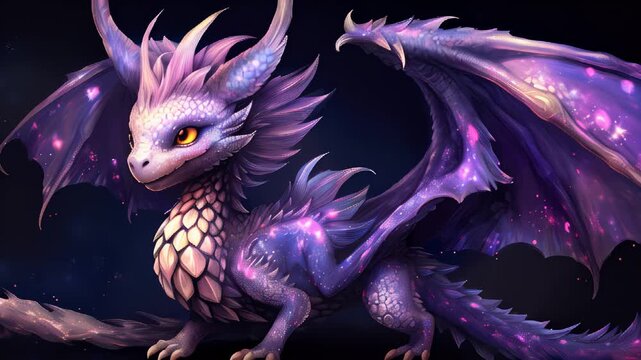 Purple dragon with galaxy pattern