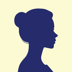 Woman head silhouette. Female profile silhouette. Beautiful girl face silhouette illustration