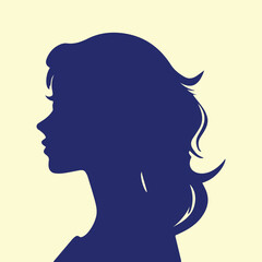 Woman head silhouette. Female profile silhouette. Beautiful girl face silhouette illustration