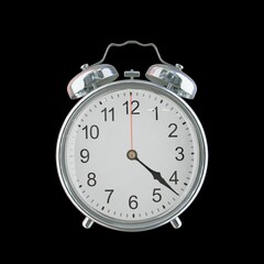 4:22 PM Vintage Steel Alarm Clock with Alloy Steel Body and Glass Twin Bell, Featuring Classic Analog Face with Detailed Hour and Minute Hands