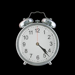 4:23 PM Vintage Steel Alarm Clock with Alloy Steel Body and Glass Twin Bell, Featuring Classic Analog Face with Detailed Hour and Minute Hands