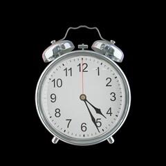 4:26 PM Vintage Steel Alarm Clock with Alloy Steel Body and Glass Twin Bell, Featuring Classic Analog Face with Detailed Hour and Minute Hands