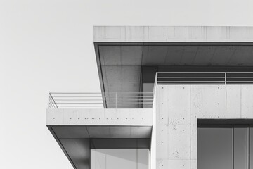 A black and white image of a large concrete building, showcasing its stark and industrial architecture, Embrace the minimalist aesthetic by simplifying your architectural forms and features