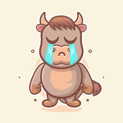 kawaii bull animal mascot with cry expression isolated cartoon in flat style design