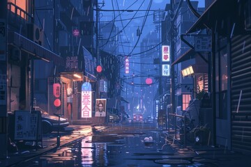 Fototapeta premium Industrial district discovery, cozy vibe, Generative AI 