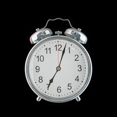 7:03 PM Vintage Steel Alarm Clock with Alloy Steel Body and Glass Twin Bell, Featuring Classic Analog Face with Detailed Hour and Minute Hands