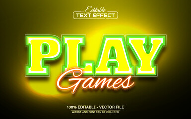 Play game neon text effect editable