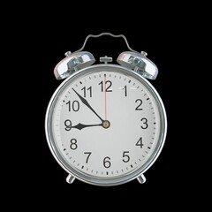 8:53 PM Vintage Steel Alarm Clock with Alloy Steel Body and Glass Twin Bell, Featuring Classic Analog Face with Detailed Hour and Minute Hands