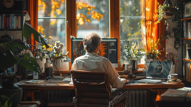 Geriatric person taking medical precautions at home, using assistive devices, detailed depiction of a well-organized and safe living space