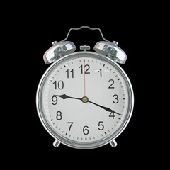 9:19 PM Vintage Steel Alarm Clock with Alloy Steel Body and Glass Twin Bell, Featuring Classic Analog Face with Detailed Hour and Minute Hands