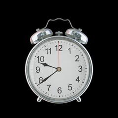 9:39 PM Vintage Steel Alarm Clock with Alloy Steel Body and Glass Twin Bell, Featuring Classic Analog Face with Detailed Hour and Minute Hands