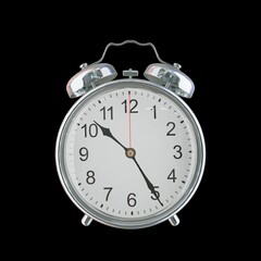 10:25 PM Vintage Steel Alarm Clock with Alloy Steel Body and Glass Twin Bell, Featuring Classic Analog Face with Detailed Hour and Minute Hands