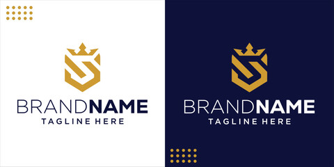 Creative Logo S shield and Crown, Design Inspiration, Illustration, Vector