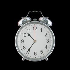 10:36 PM Vintage Steel Alarm Clock with Alloy Steel Body and Glass Twin Bell, Featuring Classic Analog Face with Detailed Hour and Minute Hands