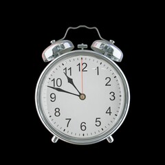 10:48 PM Vintage Steel Alarm Clock with Alloy Steel Body and Glass Twin Bell, Featuring Classic Analog Face with Detailed Hour and Minute Hands
