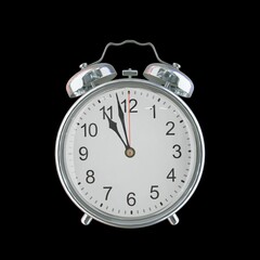 10:58 PM Vintage Steel Alarm Clock with Alloy Steel Body and Glass Twin Bell, Featuring Classic Analog Face with Detailed Hour and Minute Hands