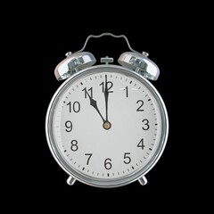 11:00 PM Vintage Steel Alarm Clock with Alloy Steel Body and Glass Twin Bell, Featuring Classic Analog Face with Detailed Hour and Minute Hands