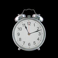 11:12 PM Vintage Steel Alarm Clock with Alloy Steel Body and Glass Twin Bell, Featuring Classic Analog Face with Detailed Hour and Minute Hands